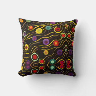 Coussin Bulles et lignes colorées
