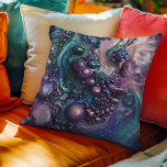 Coussin Bulles violettes Turquoise Formes organiques<br><div class="desc">Cette conception a été créée par art numérique. Elle peut être personnalisée en cliquant sur le bouton personnaliser et en modifiant la couleur, en ajoutant un nom, des initiales ou vos mots préférés. Contactez-moi à l'adresse colorflowcreations@gmail.com si vous souhaitez que ce design soit disponible sur un autre produit. Voir d'autres...</div>
