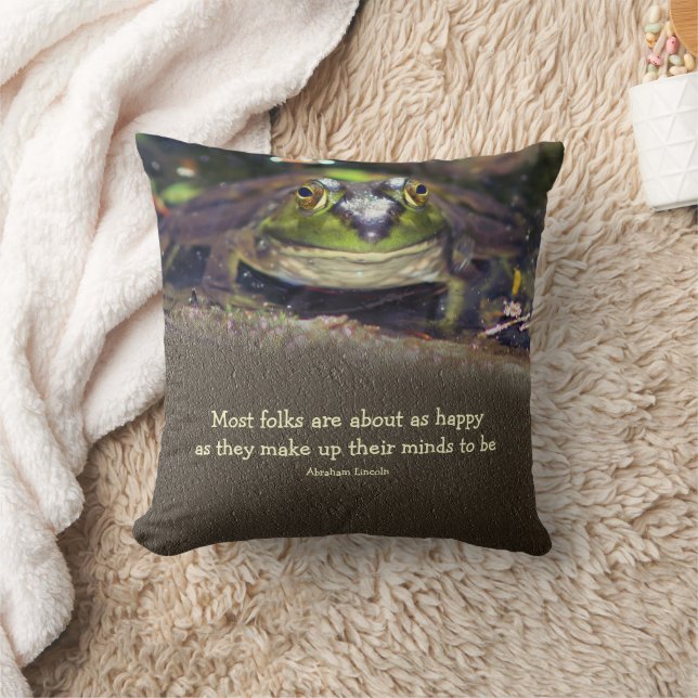 Coussin Bullfrog Happiness Inspirational Quote   (Couverture)
