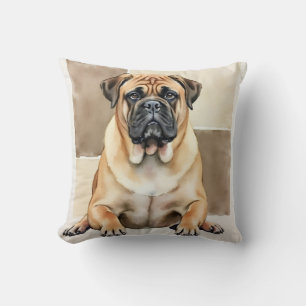 Coussin Bullmastiff Aquarelle Panneau Art Chaud