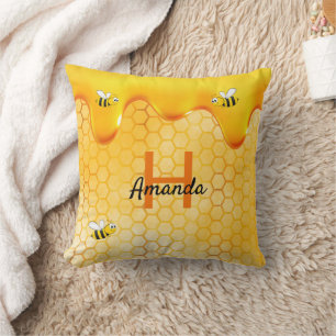 Coussin Bumble abeilles miel nid d'abeille nom goutte à go