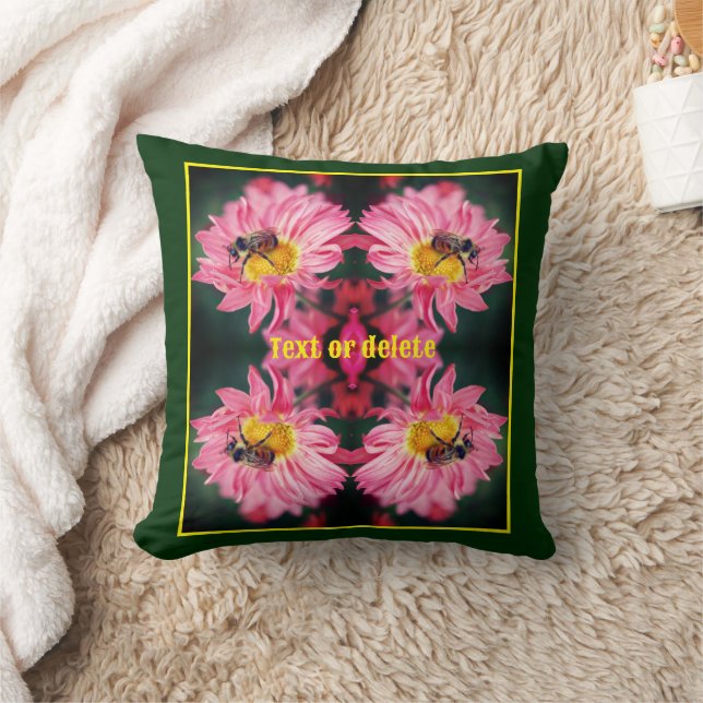 Coussin Bumble Bee On Pink Daisy Flower Personnalisé (Couverture)