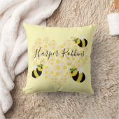 Coussin Bumble jaune mignon Bee Honeycomb Coeur Baby Room (Couverture)