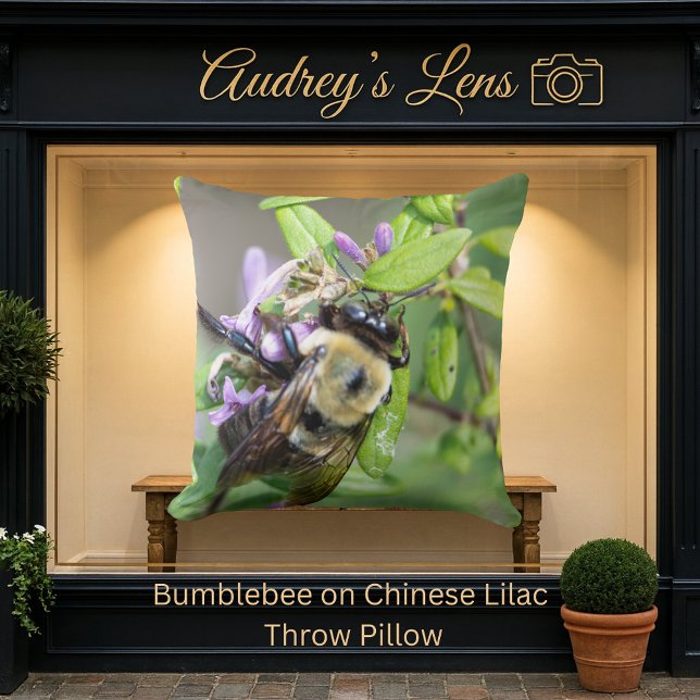 Coussin Bumblebee on Chinese Lilac (Créateur téléchargé)