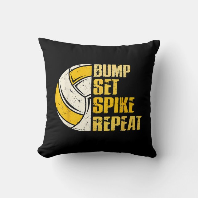 Coussin Bump Set Spike Répéter Volleyball Funny (Recto)