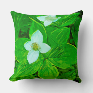 Coussin Bunchberry White Fleur sauvage Impressionnisme Abs