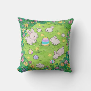 Coussin Bunnies colorés de Pâques
