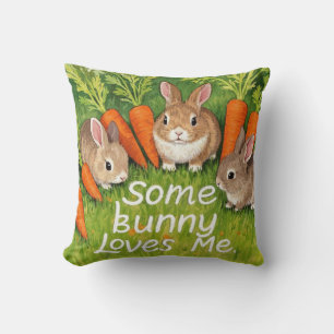 Coussin Bunnies et carottes de Pâques