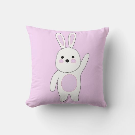 Coussin Bunny. Blanc et rose. (Recto)