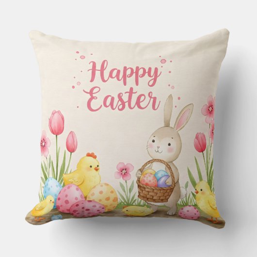 Coussin Bunny et Chicks, collection par Natasha Us (Recto)