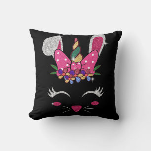 Coussin Bunny Face Unicorne mignonne Pâques