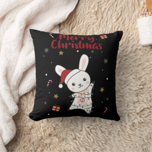 Coussin Bunny Merry Christmas Winter Animals Rabbits
