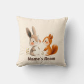 Coussin Bunny & Squirrel Amis de la Forêt | Chambre d'Enfa (Recto)