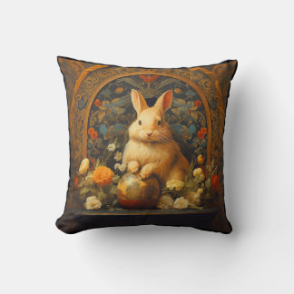 Coussin Bunny Throw Pillow, William Morris inspiré