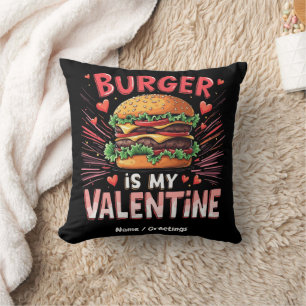 Coussin Burger est ma Saint Valentin un hommage hilarié