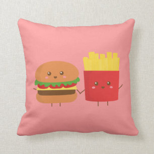Coussin Burger et frites mignons, amis pour toujours