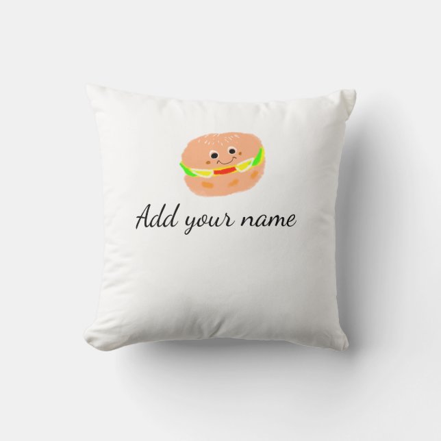 Coussin burger orange aquarelle ajouter nom texte frites n (Recto)