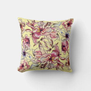 Coussin Burgundy Bleu rose Floral Garland Aquarelle