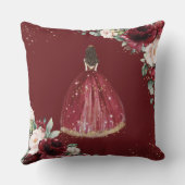 Coussin Burgundy Blush Floral Or Quinceañera Keepsaké (Verso)