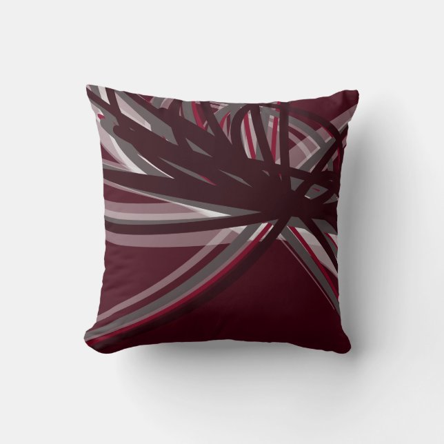 Coussin Burgundy Elegant Abstrait Ribbon Design (Recto)