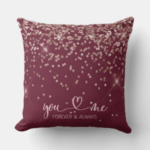 Coussin Burgundy Rose Gold Blush Rose Pailleté Toi & Moi 