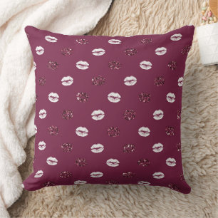Coussin Burgundy rose Parties scintillant rouge blanc Bais