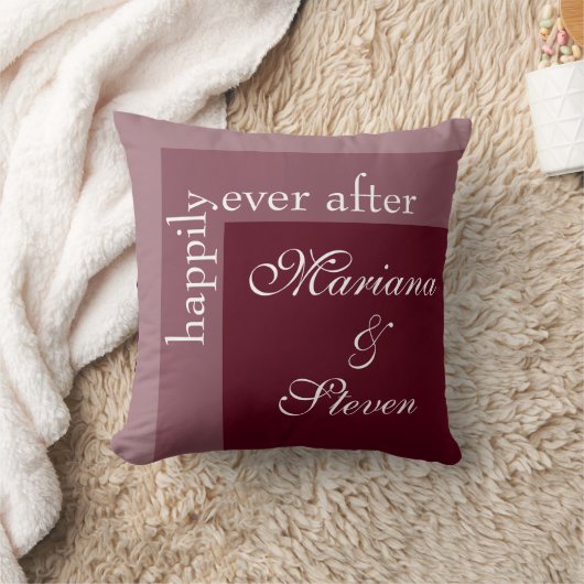 Coussin Burgundy Simple Moderne Mariage de script chic (Couverture)
