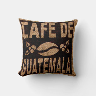 COUSSIN BURLAP CAFÉ SAC JETER DES COULEURS GUATEMALAN