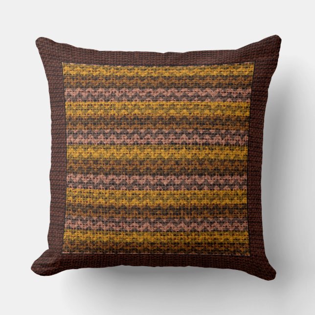 Coussin Burlap Couleur Chevron Brown moderne frontière #30 (Recto)