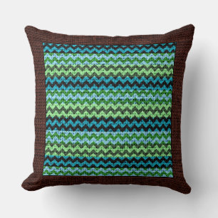 Coussin Burlap Couleur Chevron Moderne Bordure Brown #6