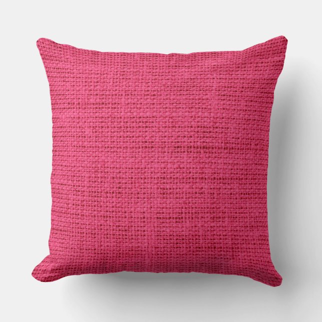 Coussin Burlap Rose Chaud Lin Russe Jute (Recto)