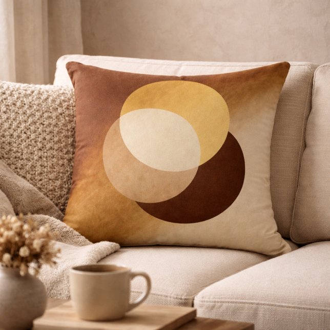 Coussin Burnished Luxe Ivory & Gold Overlap Throw Pillow (Ivory and gold overlap art brings a polished, warm accent to any neutral space.)