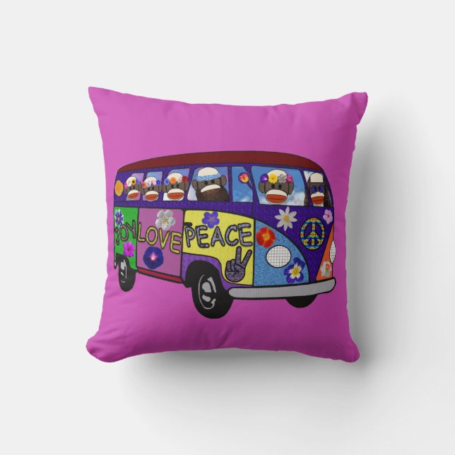 Coussin Bus de la Paix du Singe Chaussette  (Recto)