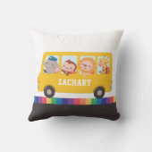 Coussin Bus De L'École Jaune Avec De Bons Animaux Enfants (Verso)