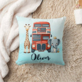 Coussin Bus londonien fantaisiste avec girafe et éléphant (Couverture)