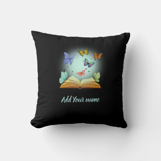 Coussin Butterflies in Book Throw Pillow (Recto)