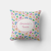 Coussin Butterfly Dreams Personalized Pink Stripe  (Recto)