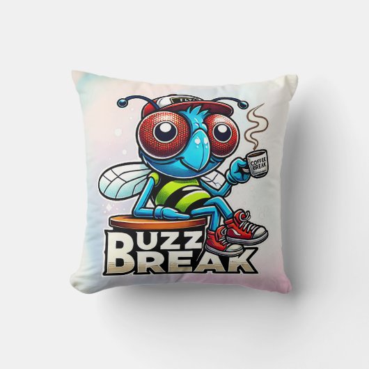 Coussin Buzz sur la pause café (Recto)