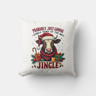 Coussin C drôle de Noël vache Highland Vintage Cloche