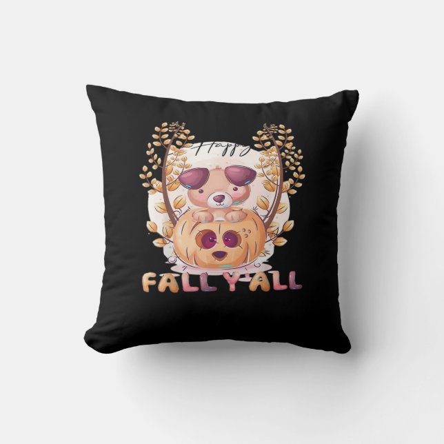 Coussin C’est automne Y’all Citrouille automne Halloween C (Recto)