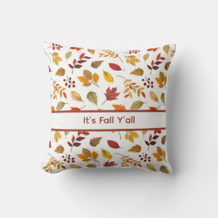 Coussin C’est l’automne Y’all - Décor Motif en feuilles d’