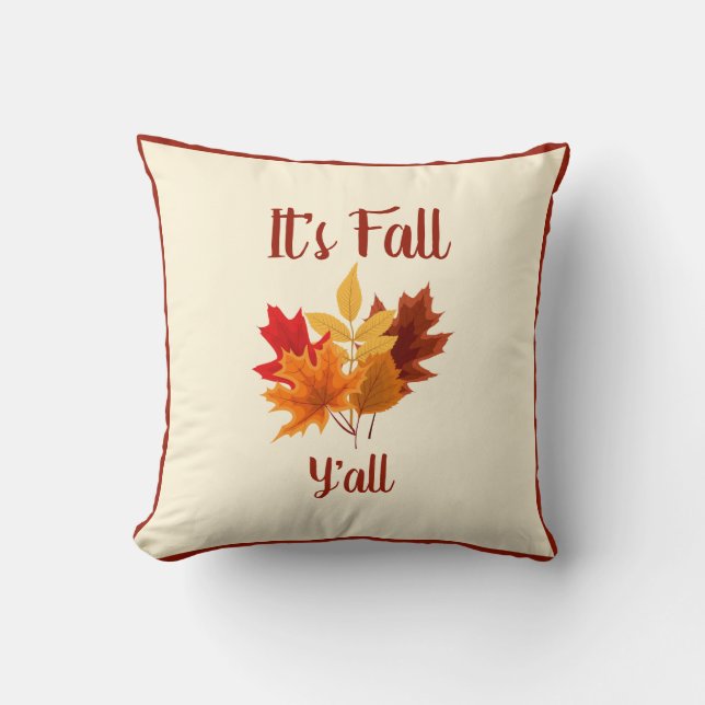 Coussin C’est l’automne Y’all - Ferme Feuilles d’automne (Recto)