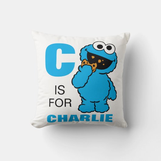 Coussin C est pour Cookie Monster | Ajouter Votre Nom (Recto)