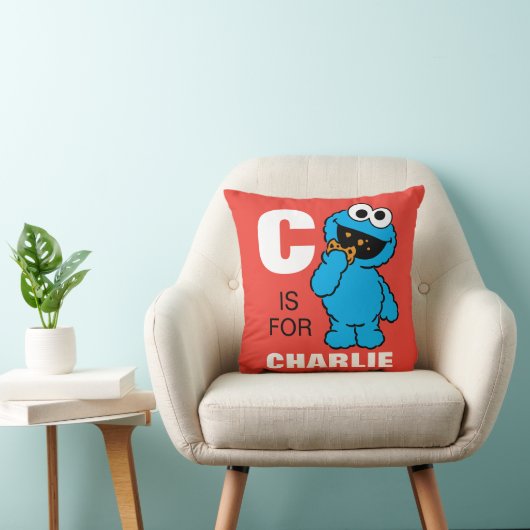 Coussin C est pour Cookie Monster | Ajouter Votre Nom (Chaise)