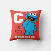 Coussin C est pour le Cookie Monster | Ajoutez votre nom (Verso)