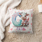 Coussin C is for Cow – Personalized Baby Pillow with Heart (Couverture)