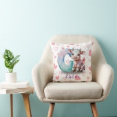 Coussin C is for Cow – Personalized Baby Pillow with Heart (Chaise)