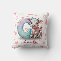 C is for Cow – Personalized Baby Pillow with Heart