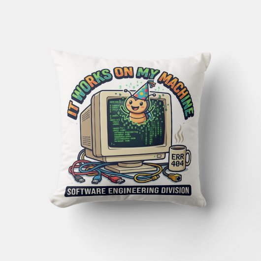 Coussin Ça fonctionne sur ma machine - Programme d'ingénie (Recto)
