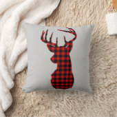 Coussin cabane de campagne plaid rouge de buffle Noël cerf (Couverture)